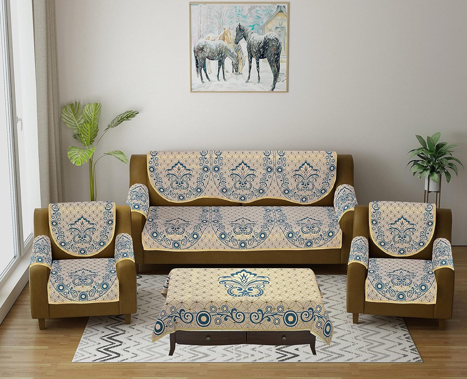 Multitex Exclusive Royal Look Cotton Sofa Cover Set with Heavy Fabric ...