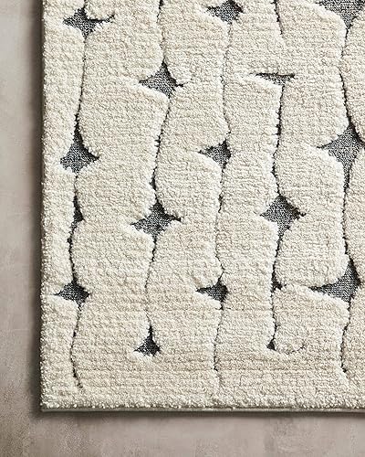 Miniatura 4 de Loloi II Hagen - Alfombra decorativa color blancoazul marino, 3'-7" x 5'-7"