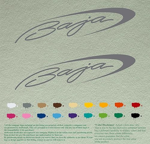 Miniatura 6 de Juego de 2 calcomanías de vinilo compatibles con Baja Boats (36 pulgadas, color negro 070)