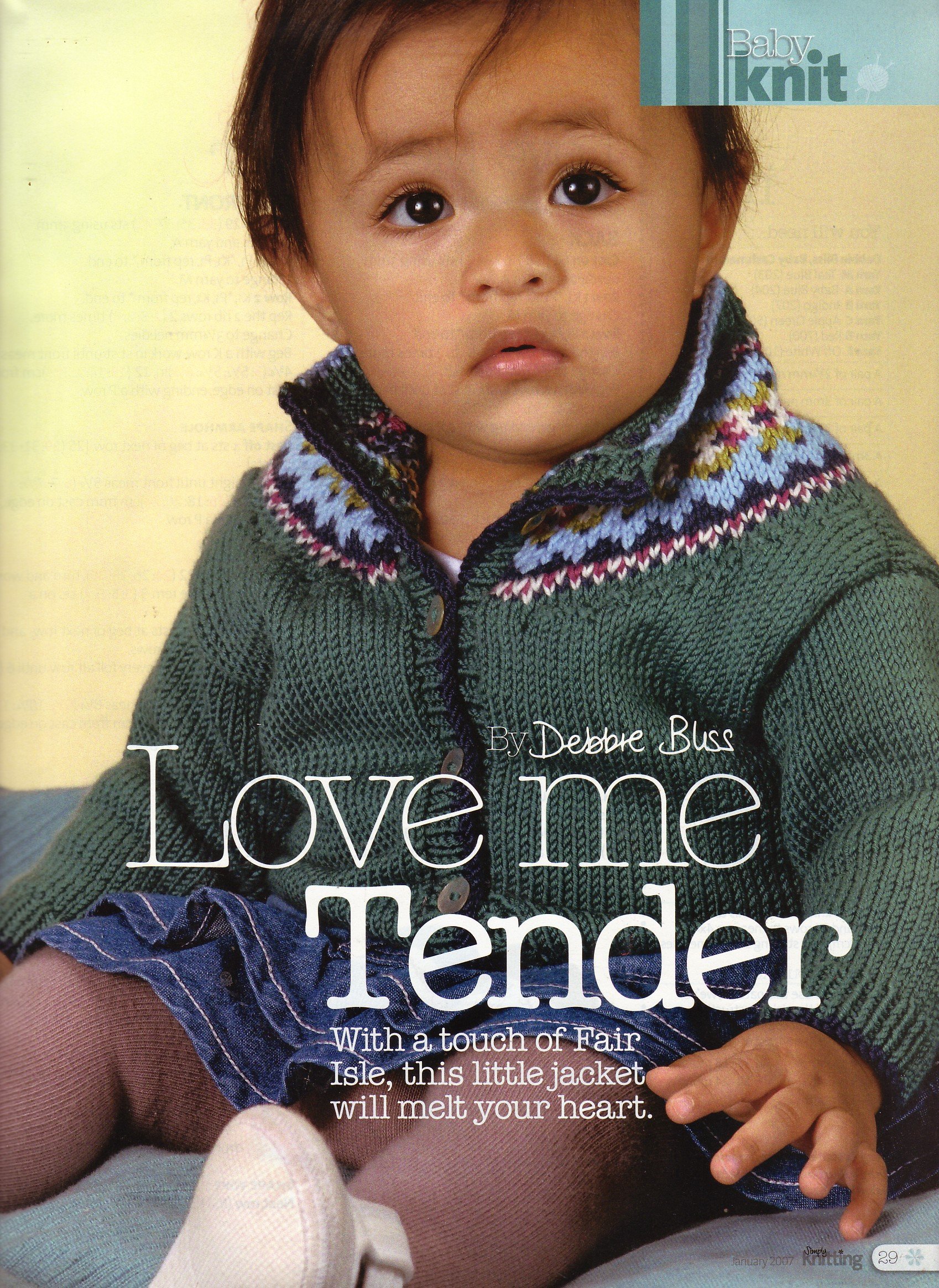 Baby's & Young Children's Jacket with a touch of Fair Isle Knitting Pattern: To fit chest 18.5" 20.5" 22" 24" 26" 47cm 52cm 56cm 61cm 66cm: Materials Debbie Bliss, Baby Cashmerino (Simply Knitting Magazine Pull Out Pattern)