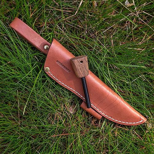 Miniatura 9 de BPS Knives - Funda de cuero para cuchillo de hoja fija con iniciador de fuego, para exteriores, caza, bushcraft, camping, cuchillos de hoja fija