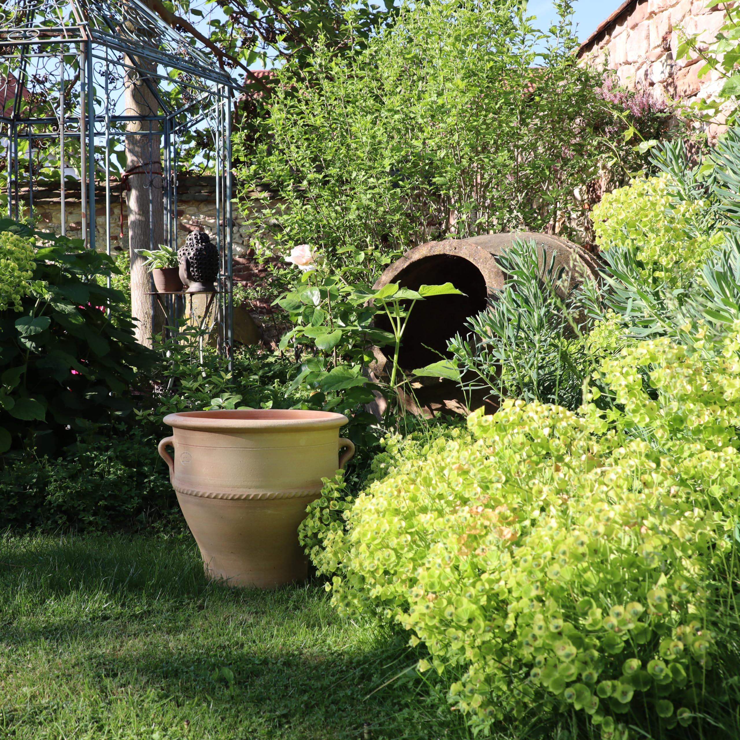 Palatina Werkstatt Vaso 100% fatto a mano, in terracotta rosa, 40 cm, dalla Grecia, atmosfera esclusiva e naturale per il vostro giardino e la casa