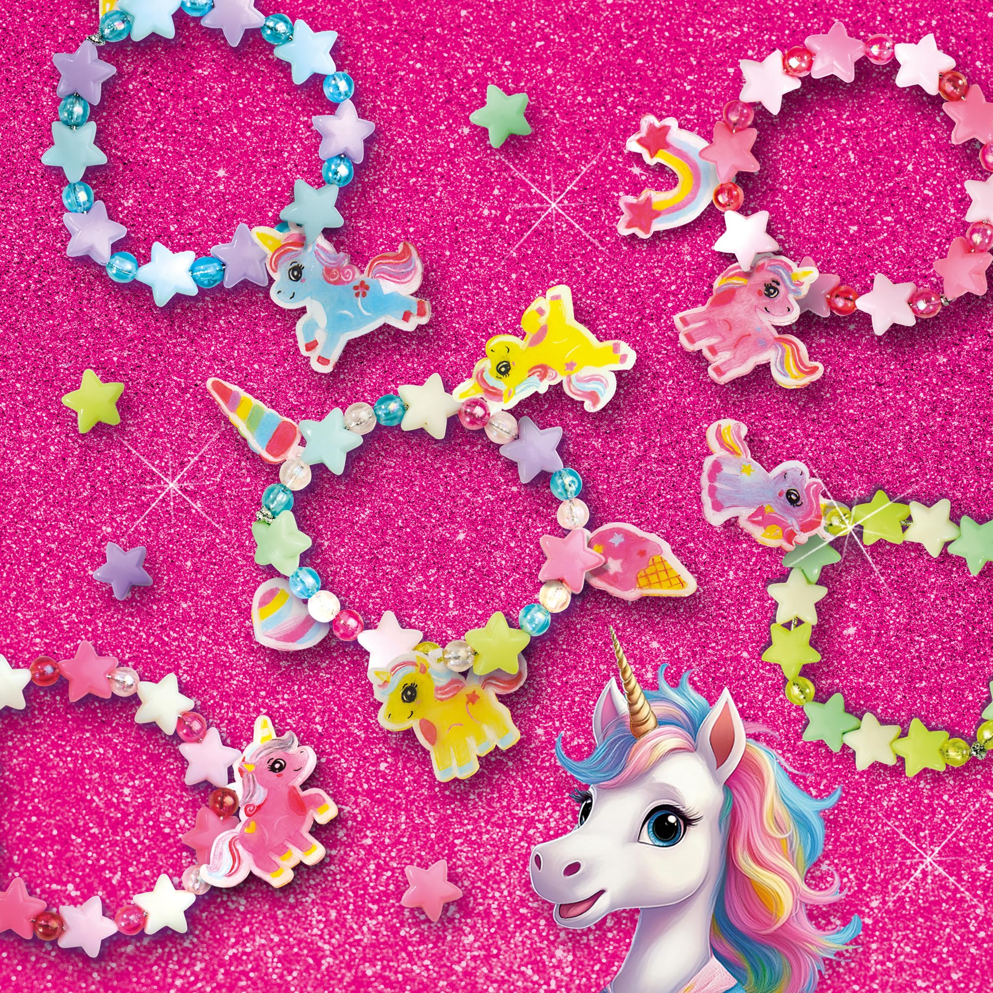 Ses Creative Bracelets de Perles Licorne Kit Créatif dès 5 Ans - Rose