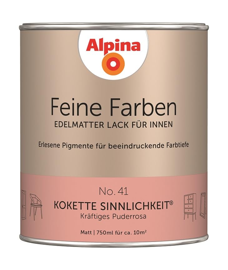 Alpina Feine Farben Lack No. 41 Kokette Sinnlichkeit edelmatt 750ml - Kräftiges Puderrosa
