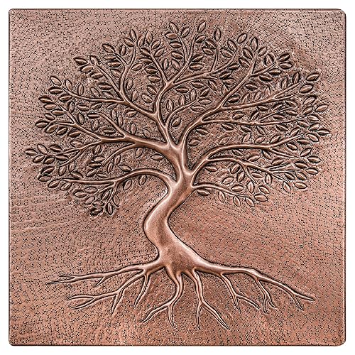 Kitchen Backsplash, Large Rectangular Tree of Life With Roots Wall Art, Handmade Copper Tile for Fireplace, Indoor & Outdoor Wall Decor (Copper)