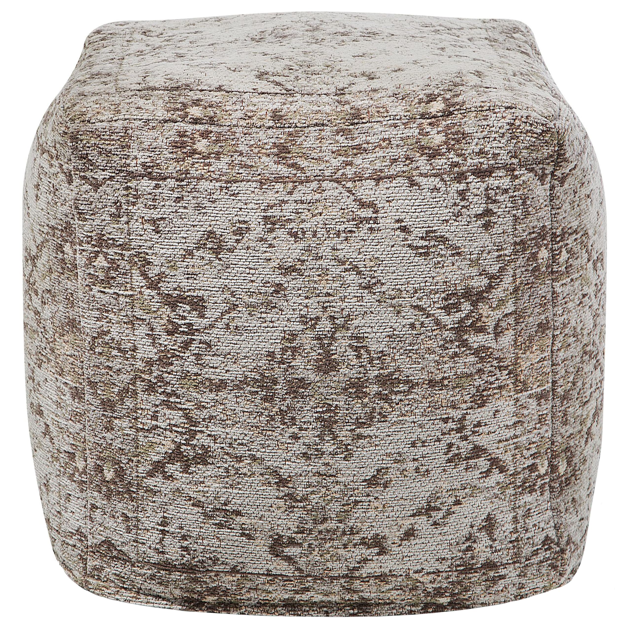 Beliani Pouf de Forme Cubique 42 x 42 cm fabriqué en Coton Marron et Gris au Style Vieilli Vintage avec Remplissage en Billes de Polystyrène