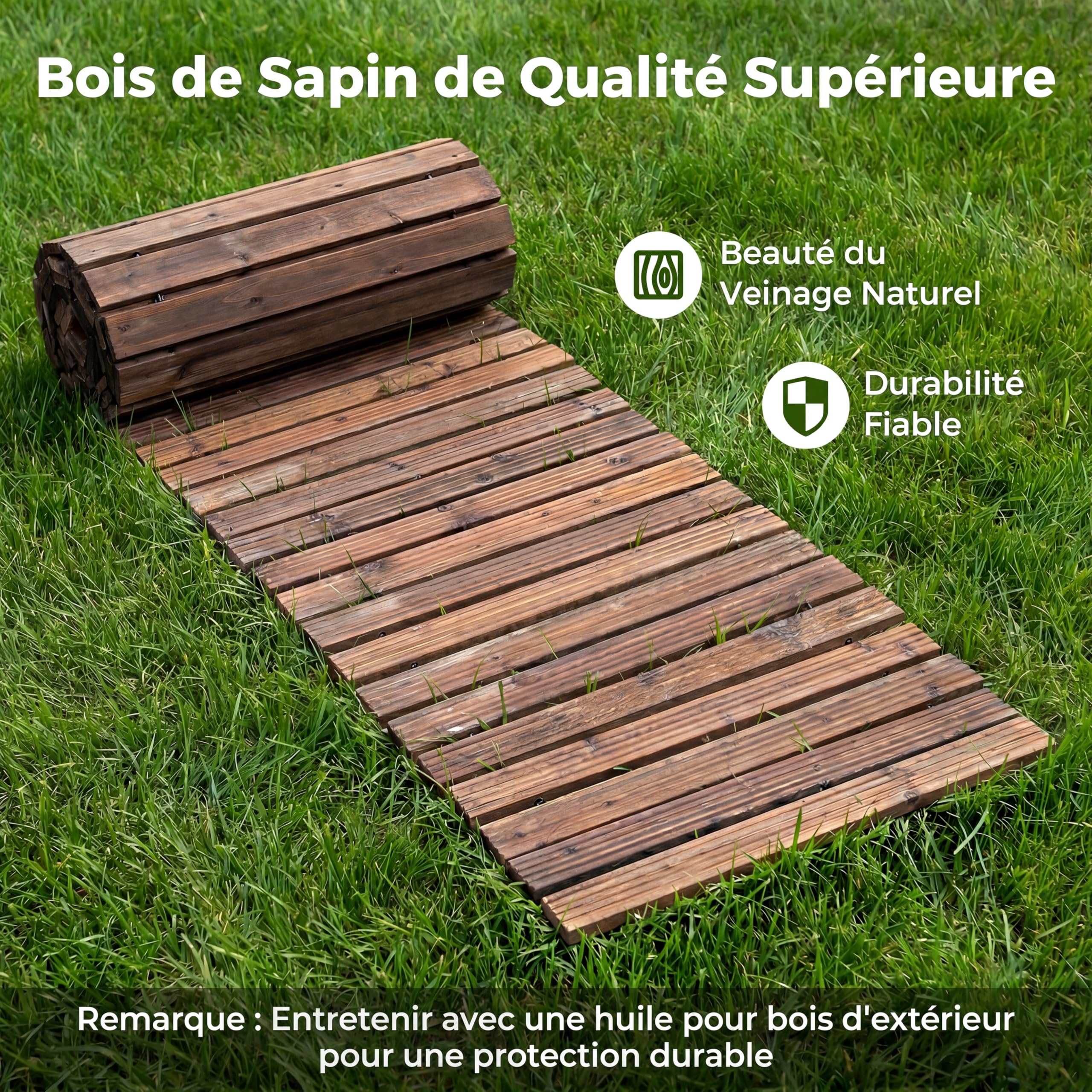 COSTWAY Allée de Jardin en Bois de 367 cm avec Fil d'acier (Marron)