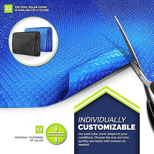 tillvex Pool Solar Tarpaulin Rectangular 800 x 400 cm | Solar Film Thickness 120 µm | Solar Tarpaulin Can Be Cut to Size | Pool Heating for Water Heating - 2