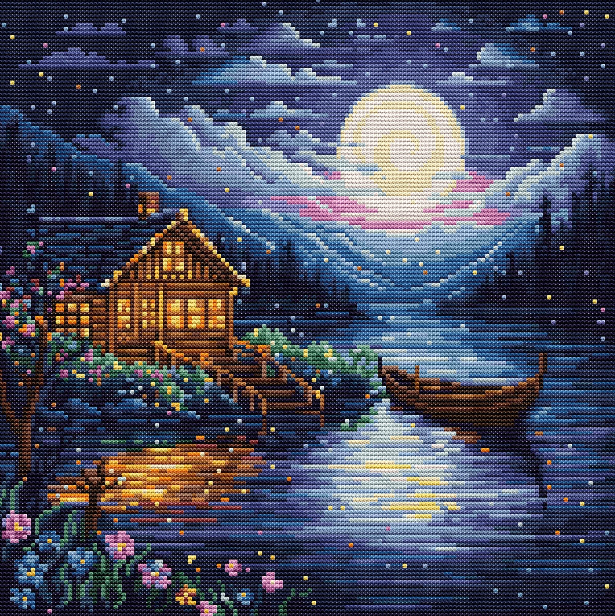Luca-S counted cross stitch kit ""Spring Night"", 24x24cm, DIY