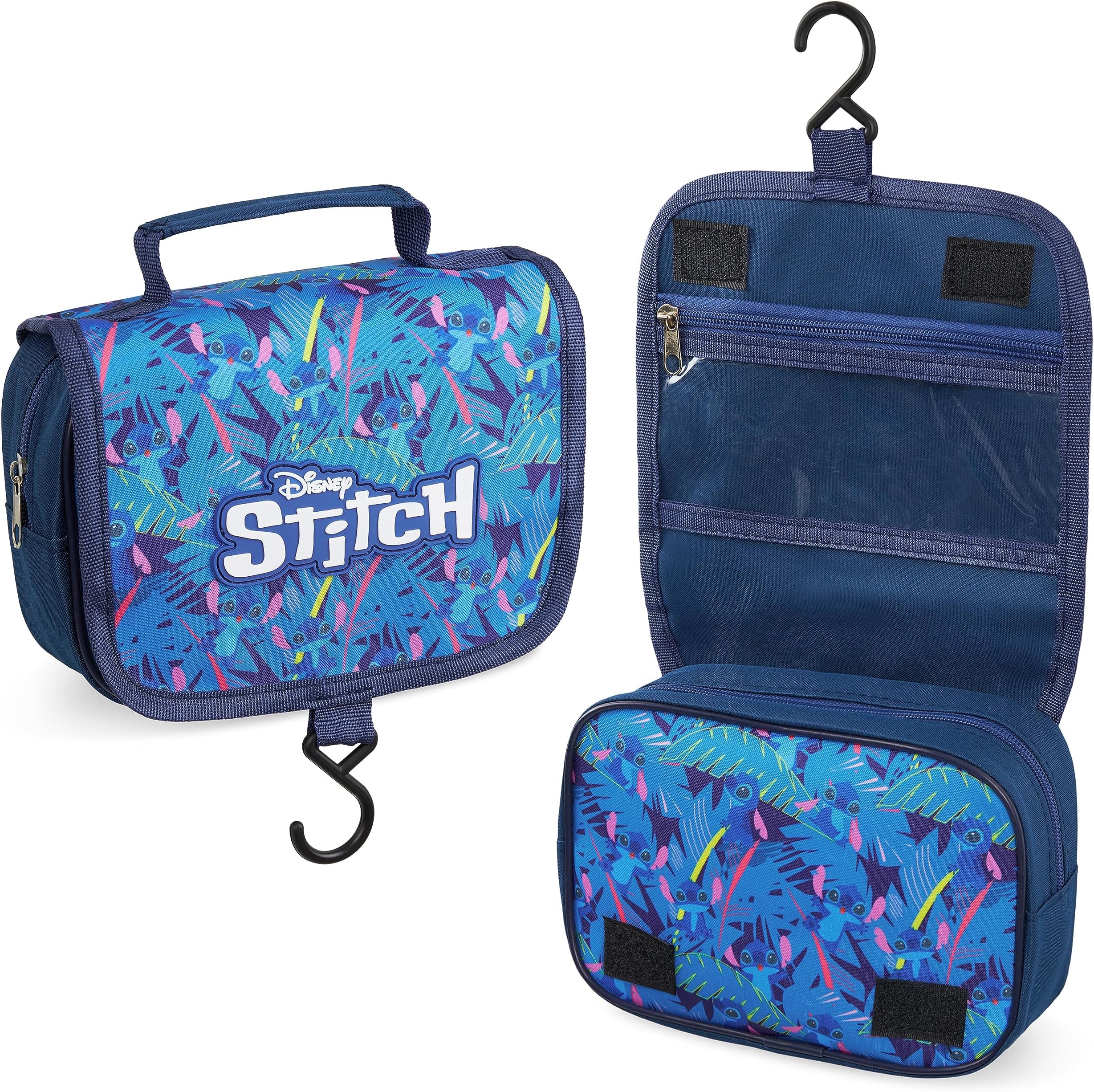 Stitch Hanging Toiletry Bags for Women Teenagers Girls Minnie Mouse Cosmetic Bag Travel Accessories Stitch Gifts (Blue Stitch)