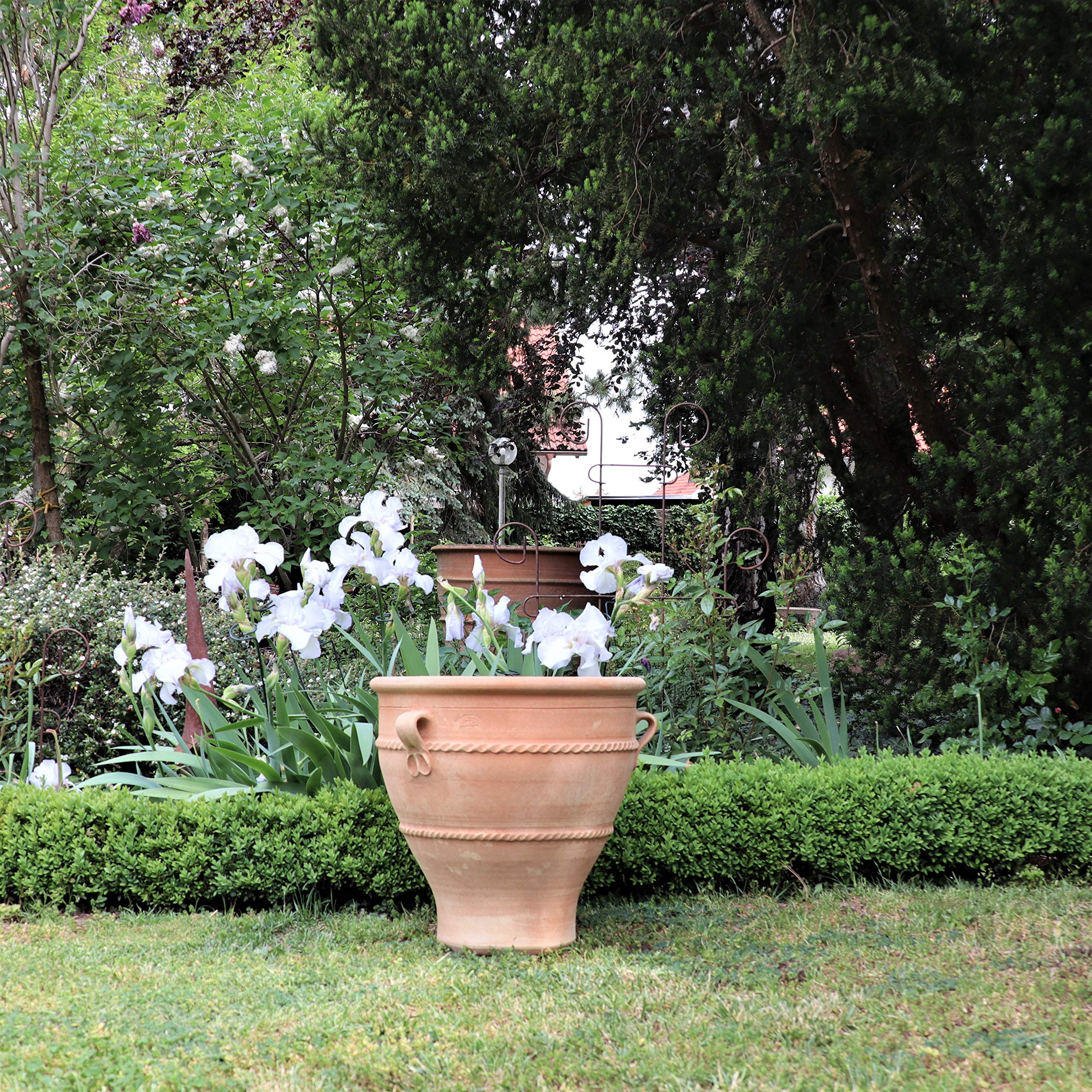 Palatina Werkstatt Pot de Fleurs en Terre Cuite Rose – Pot de Fleurs Fait à la Main en créte, résistant au Gel et résistant à l'hiver, avec poignées, pour Jardin, terrasse et Balcon (50 cm, Type 2)