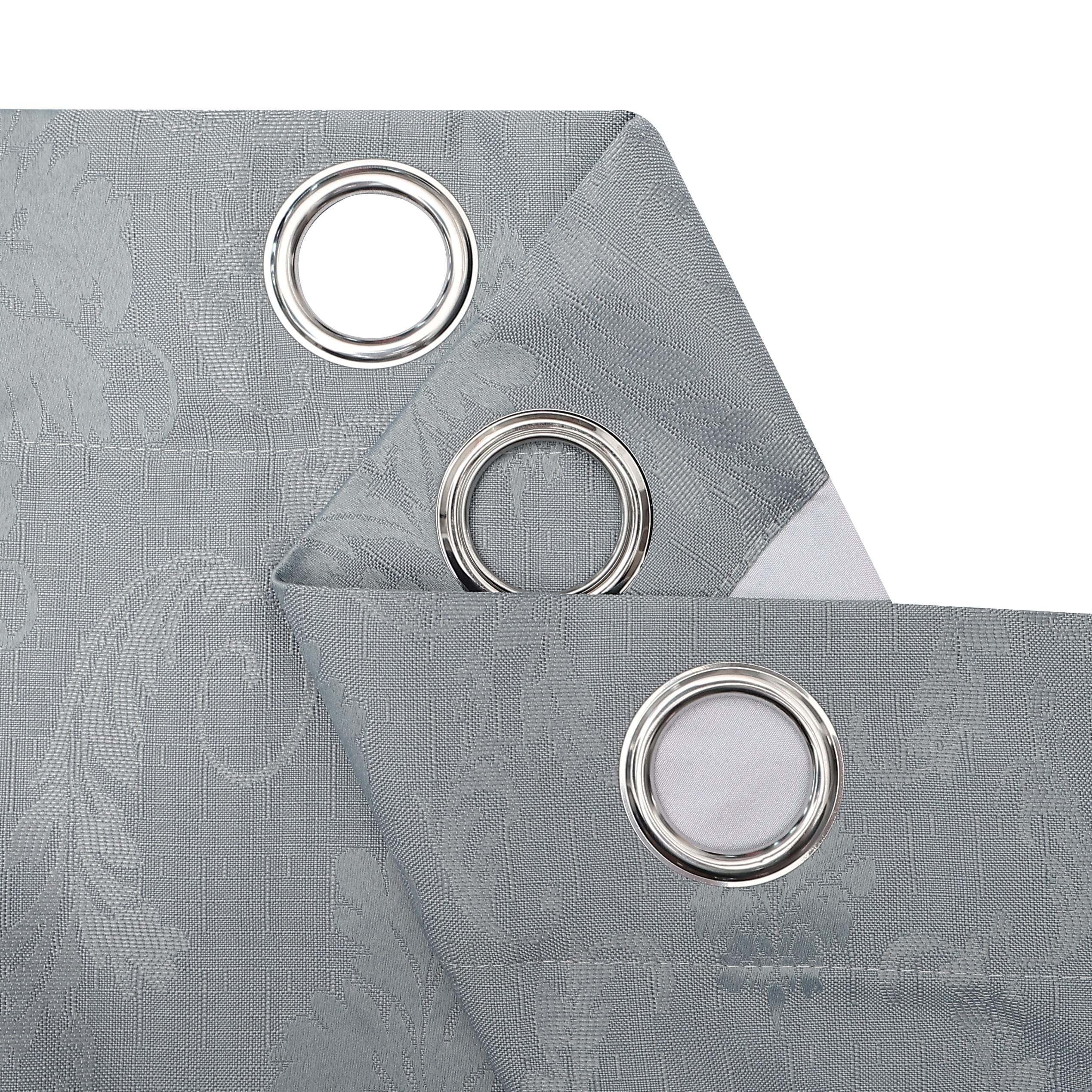 PRIME LINENS Curtain for Living Room Ring Top Jacquard Fully Lined Modern Panels Eyelet Curtain for Bedroom Window with 2 Free Tie Backs (Silver - Image 4