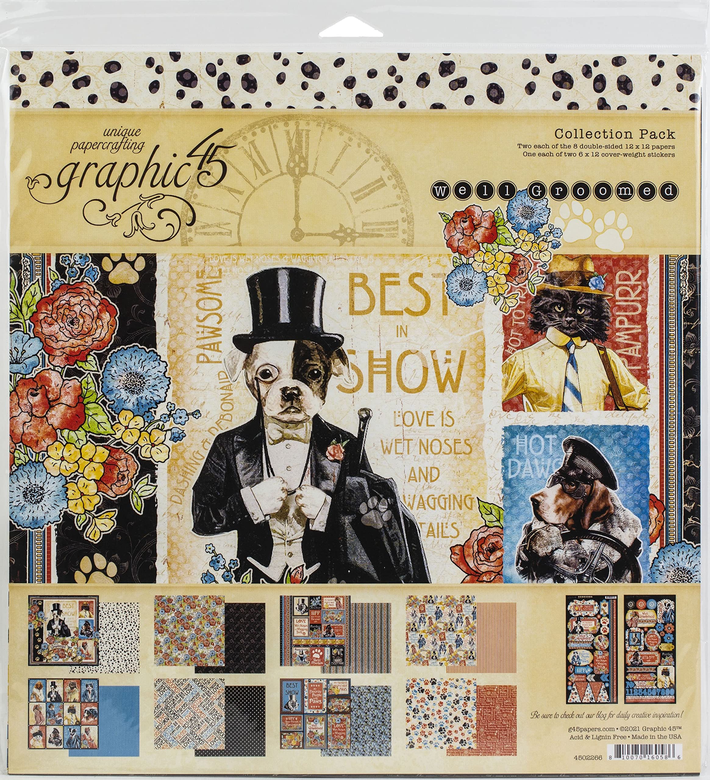 Graphic 45 (4502266 - Well Groomed - 12 x 12 Inch Papercrafting Collection Pack