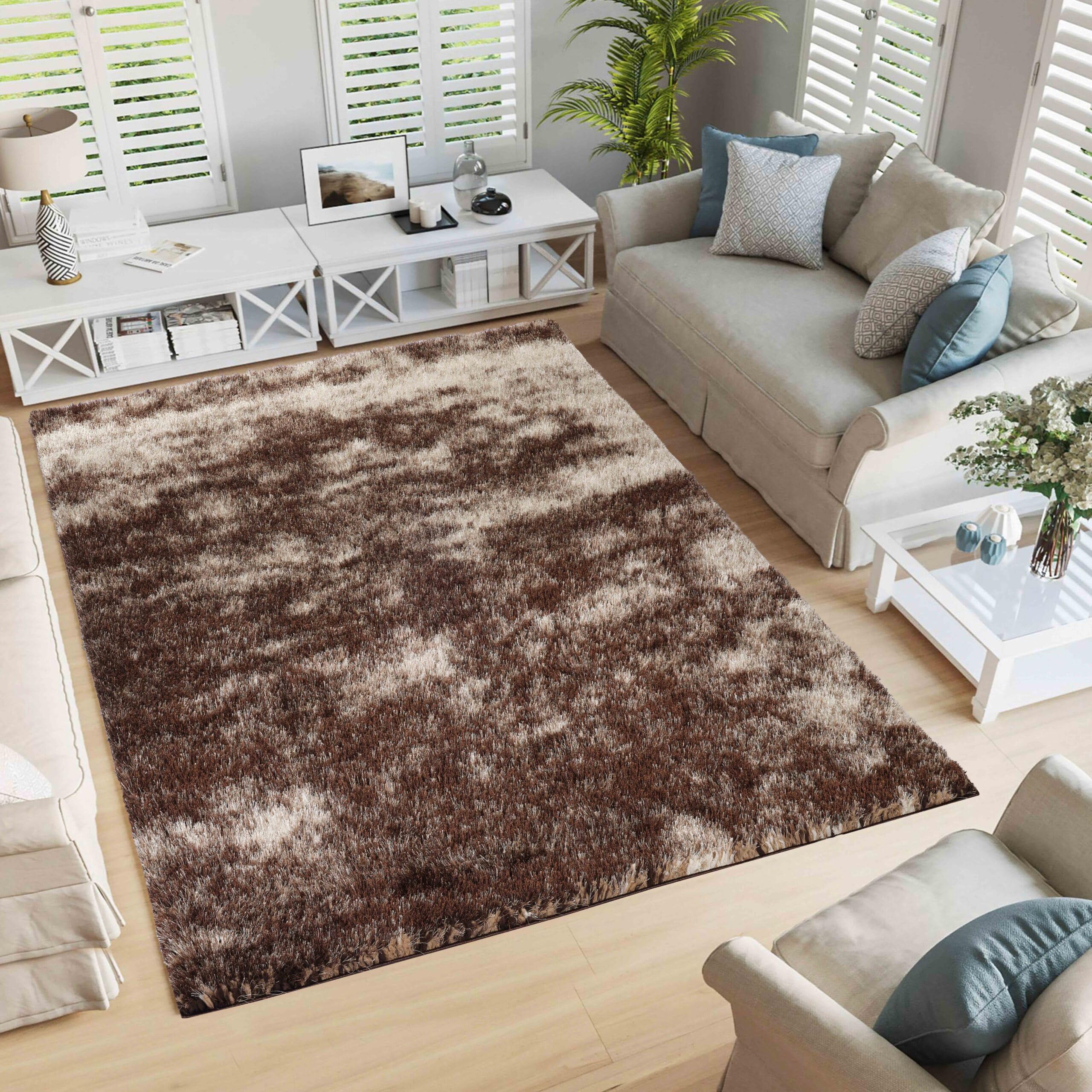 Serdim Rugs California Twotone Shaggy Rug - 120 X 170cm - Bronze, Brown - Polyester