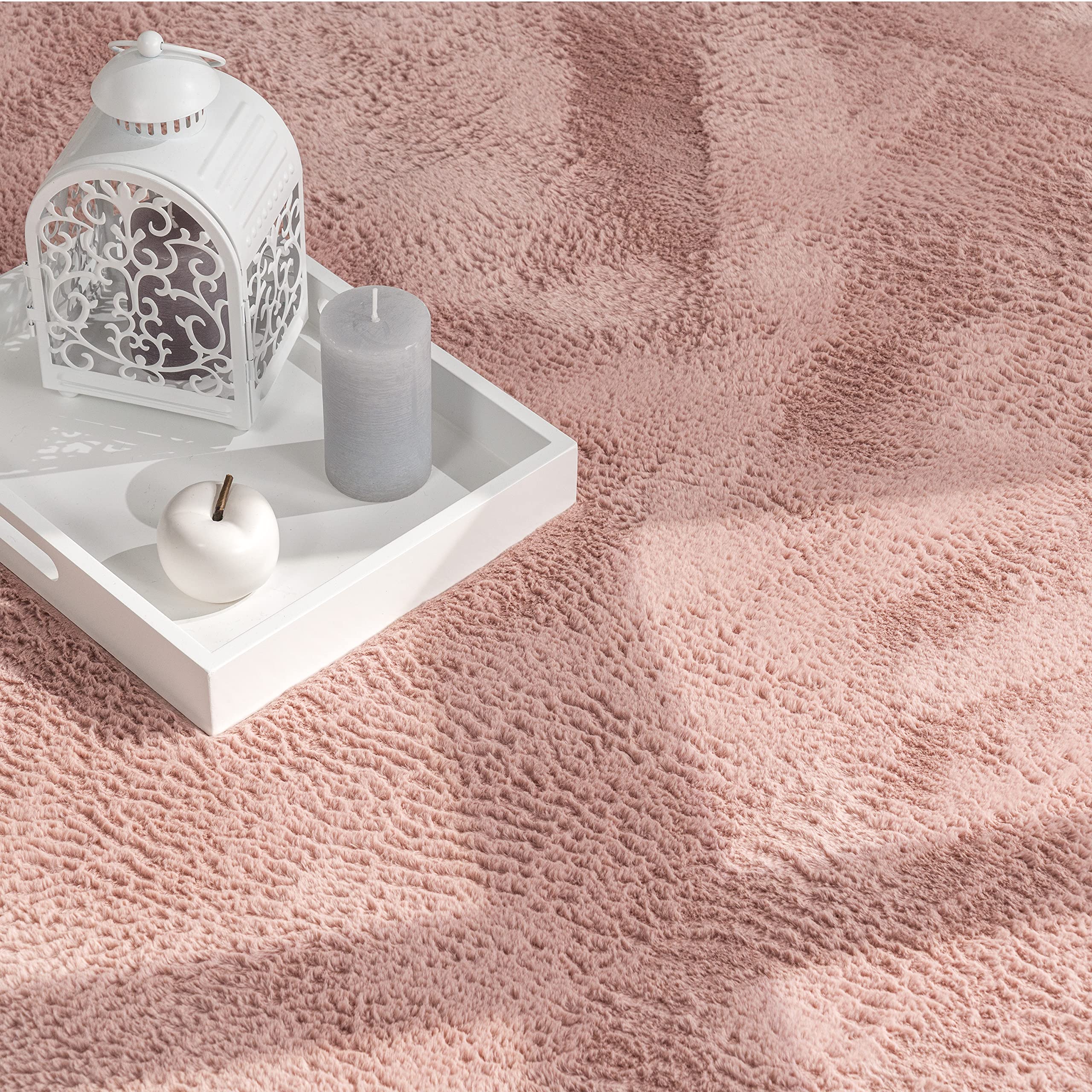 Paco Home Alfombra Salon De Habitacion Pelo Largo Se Puede Suave Felpa Rosa, tamaño:Ø 120 cm Redondo