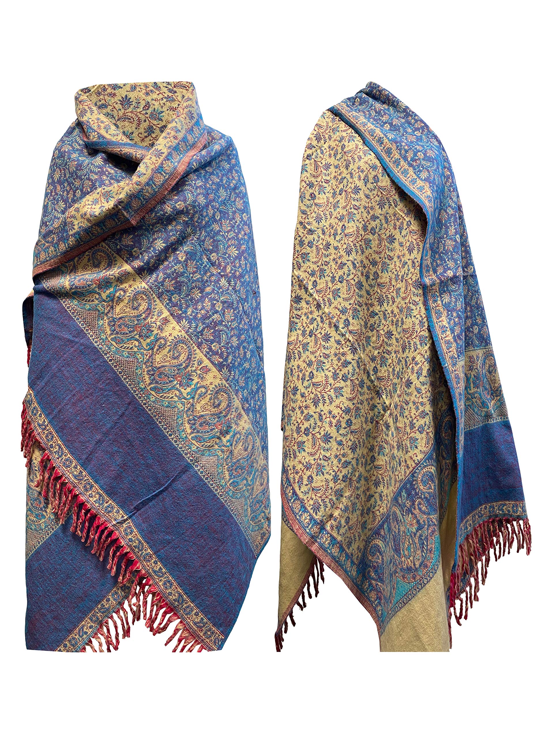 Winterschal aus reiner Yakwolle, weich, warm, handgefertigt, Hellblau, blau, Einheitsgröße