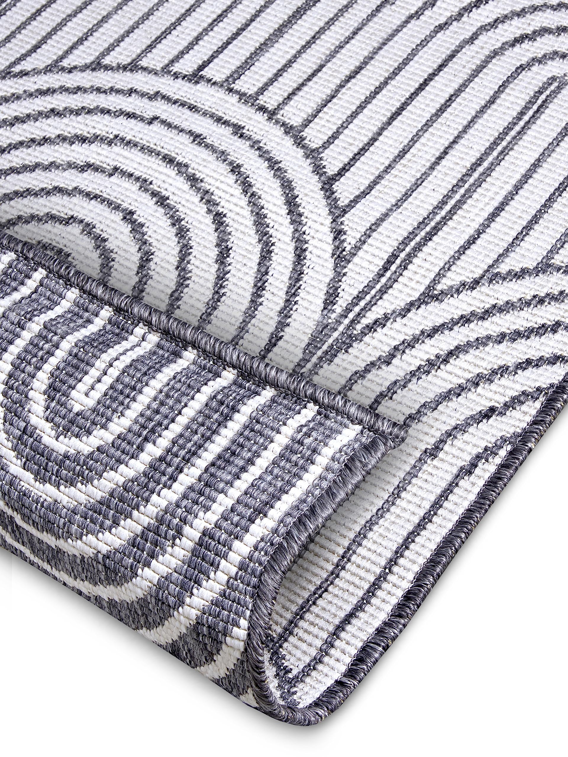 Hanse Home Pangli Outdoor tapijt, weerbestendig, omkeerbaar tapijt, Scandinavische boho-stijl, waterdicht, effen, geometrisch 3D-effect voor tuin, balkon, terras, woonkamer, groen, 120 x 170 cm
