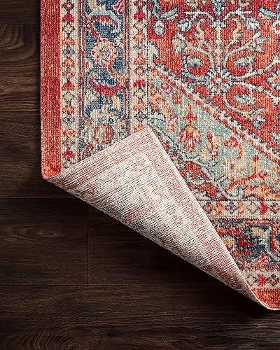 Miniatura 6 de Loloi II Nour Collection NU-06 OceanFire - Alfombra de área de transición de 5 pies 2 pulgadas x 7 pies 7 pulgadas