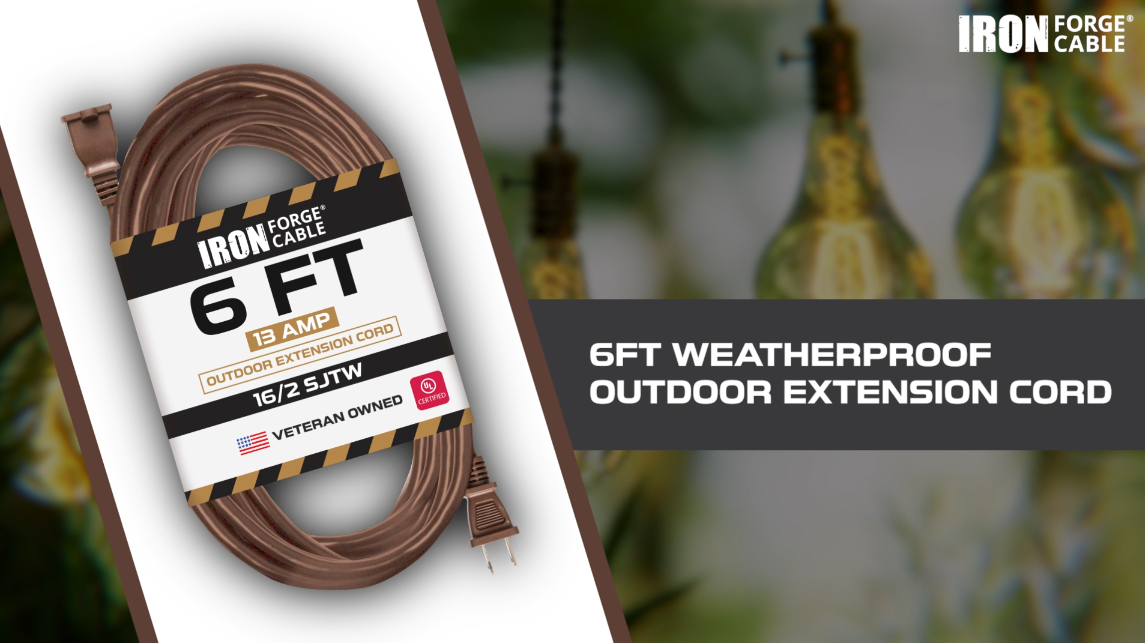 Iron Forge Cable 2 Prong Outdoor Extension Cord 6 ft, 16/2 SJTW 6