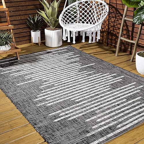 Miniatura 5 de Eyely BMS124E-3 - Alfombra geométrica de rayas bereber para interiores y exteriores, moderna, bohemia, rústica, dormitorio, cocina, patio trasero,