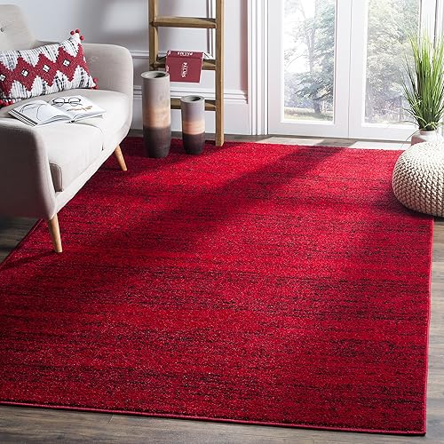 SAFAVIEH Adirondack Collection Area Rug - 10' x 14', Red & Black, Modern Abstract Design, Non-Shedding & Easy Care, Ideal for High Traffic Areas in Living Room, Bedroom (ADR117F)