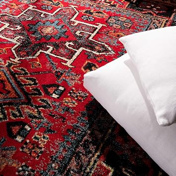 SAFAVIEH Area Rug 8x10 - Vintage Hamadan Collection - Large - Red & Multi, Traditional Persian Design, Non-Shedding & Easy to Clean, Ideal for Living Room, Bedroom, Dining Space (VTH211A)