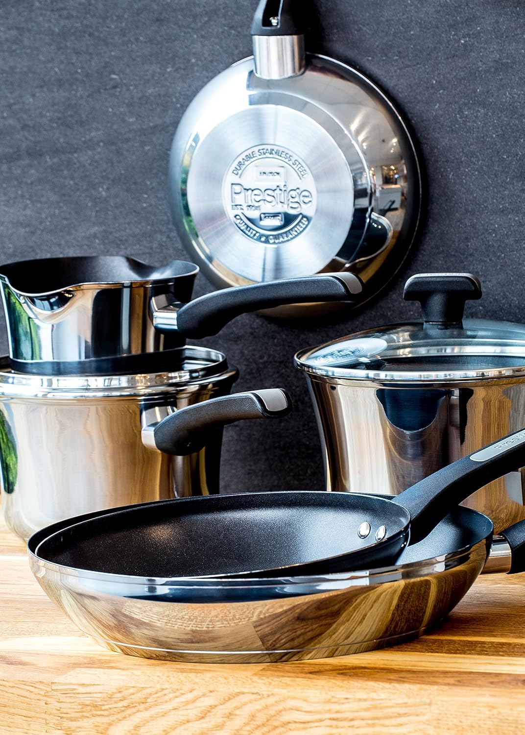 Prestige 3 Piece Set-Silver Durasteel Induction Stainless Steel Saucepan, Set of 3