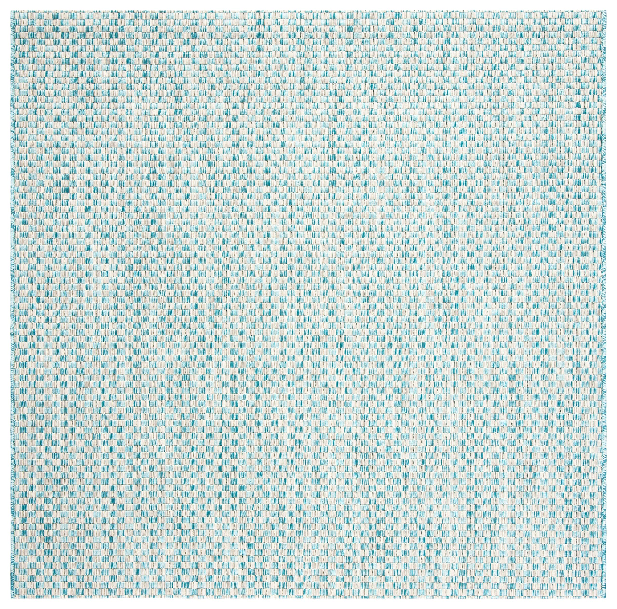 SAFAVIEH Washable Rug Outdoor Courtyard Collection - 4' Square, Light Blue & Light Grey, Non-Shedding & Easy Cleaning, Ideal for Patio, Backyard,