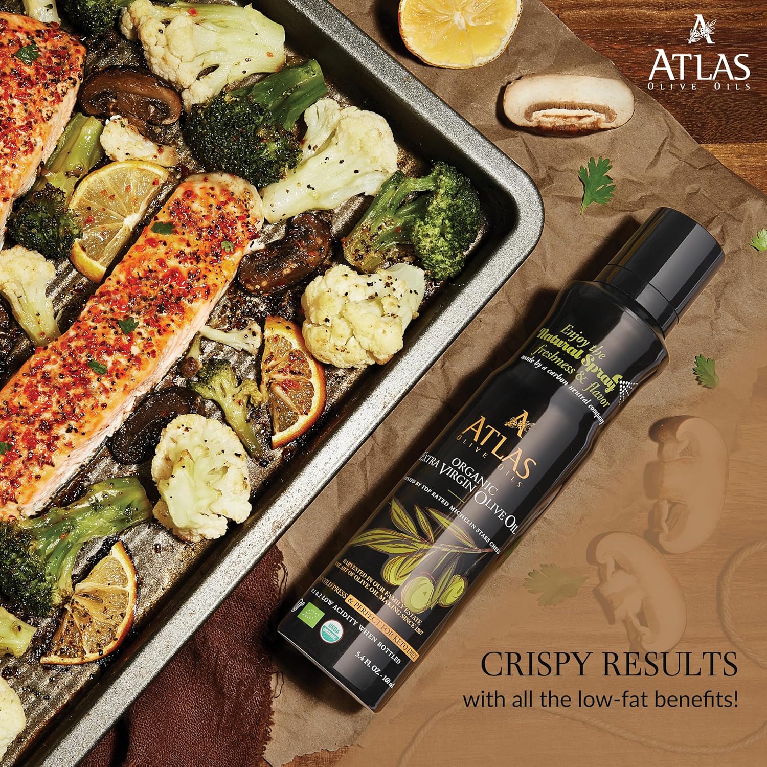 Olive Oil Spray by Atlas, Dual Function Olive Oil Cooking Spray and Stream, 5.4 fl oz, 6 Pack, Extra Virgin, Non Stick, Cold Pressed, Polyphenol Rich, Organic Moroccan EVOO, Hydroxytyrosol, Keto - Image 5