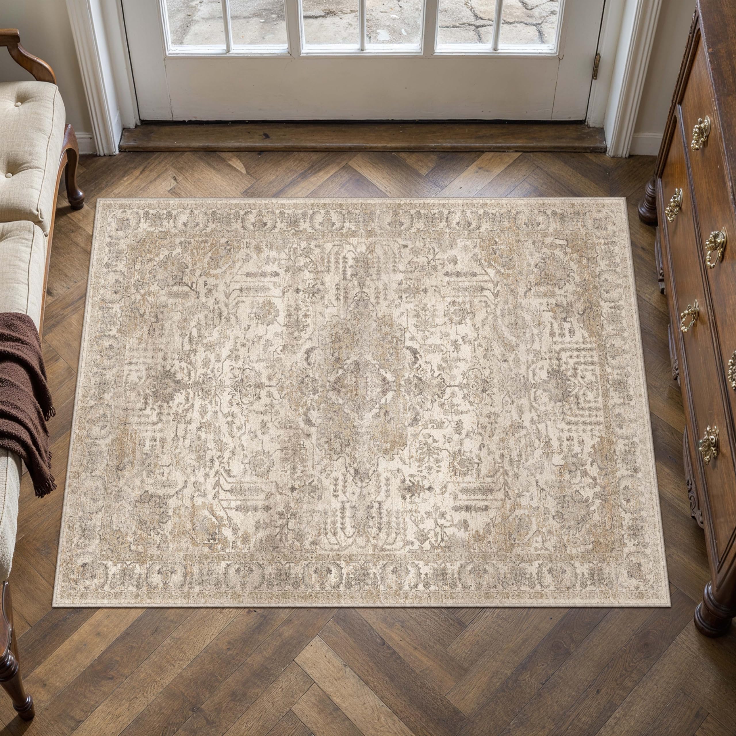 PureCozy Beige Door Mat Rug 60x90cm Non Slip
