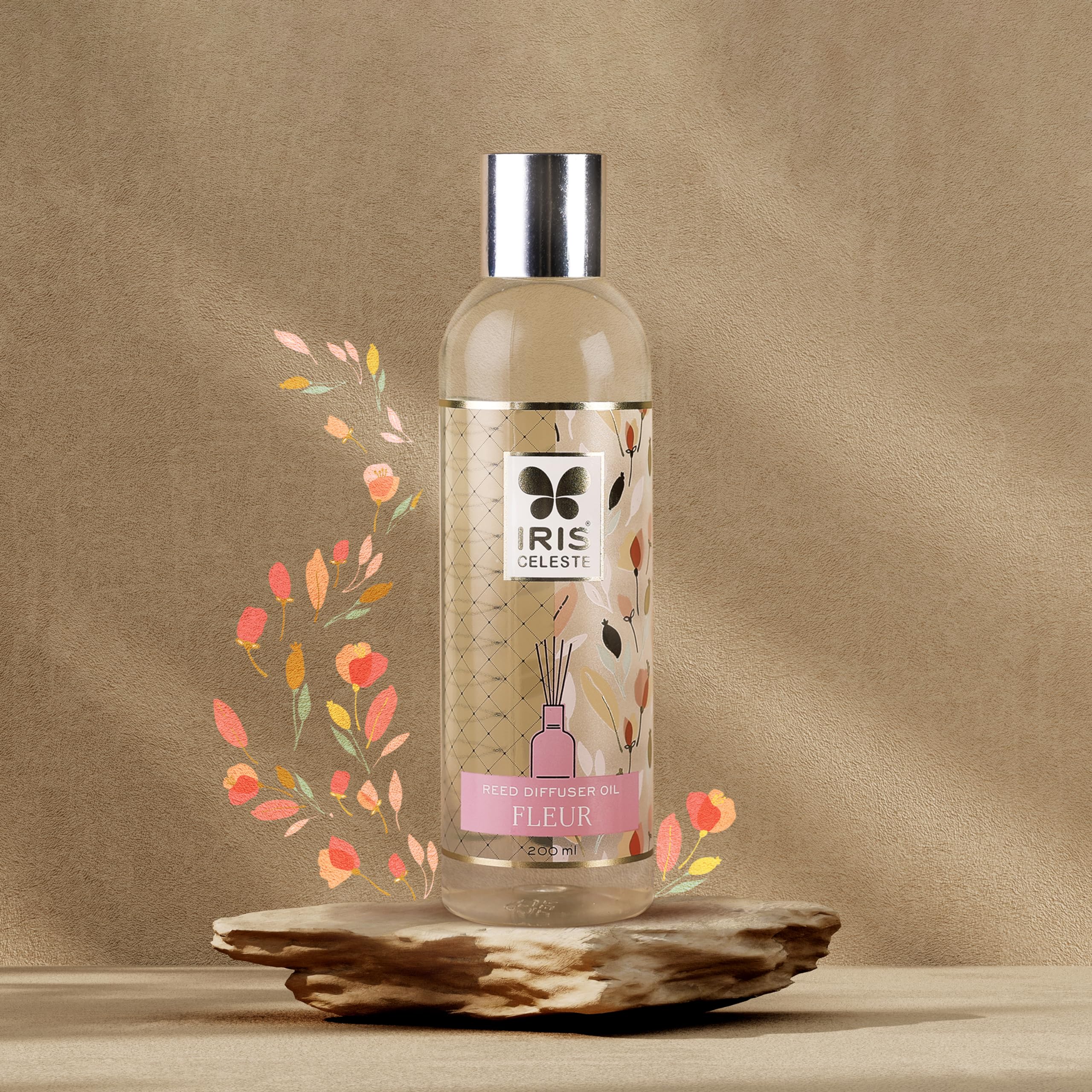 IRIS Celeste Reed Diffuser Oil - Fleur Fragrance | 200ml Refill Pack | Elegant Floral Aroma for Home, Office & Spa | Long-Lasting, Toxin-Free Air Freshener | Create a Calm, Luxurious Ambience