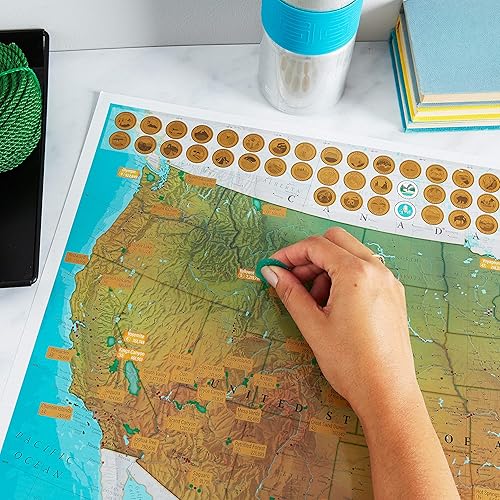 Miniatura 2 de Póster de mapa de parques nacionales de EE. UU., regalo ideal para amantes o exploradores al aire libre, 17 x 22 pulgadas Maps International