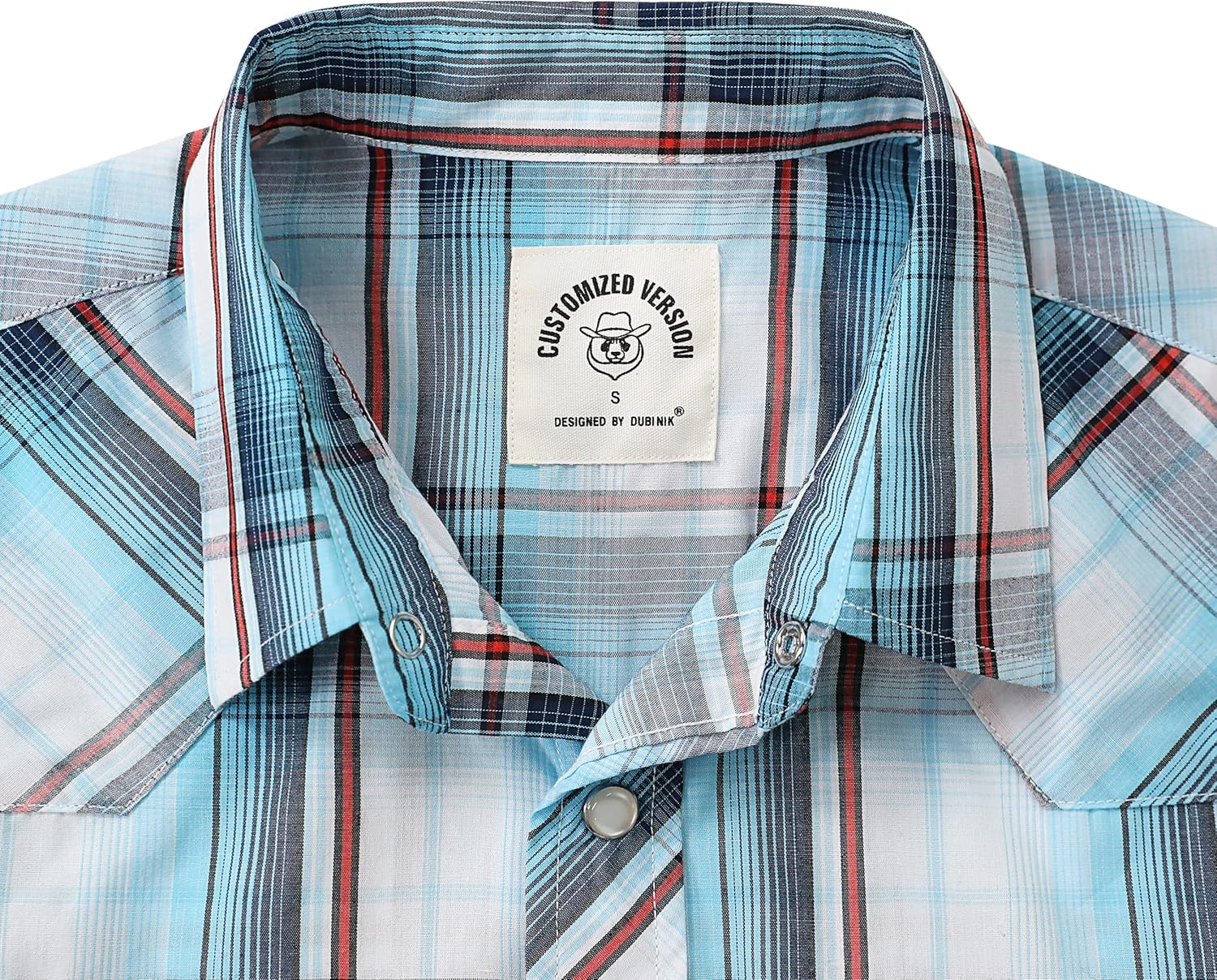 Dubinik® Western Shirts for Men Short Sleeve Plaid Pearl Snap Shirts for Men Button Up Shirt Cowboy Casual Work Shirt - Image 5