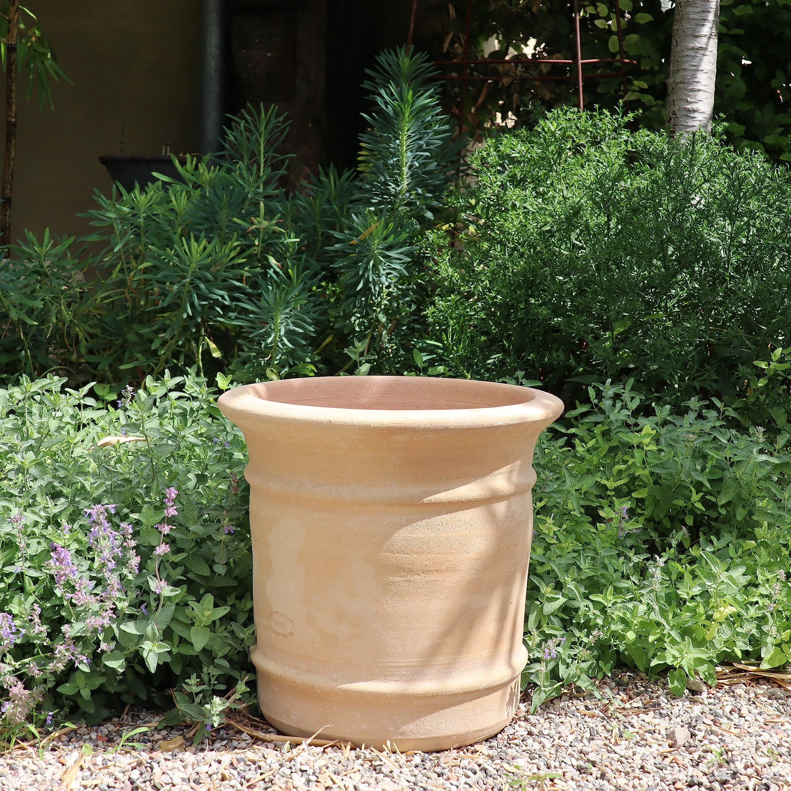 Palatina Werkstatt Vaso da fiori Canna in terracotta, 35 cm, realizzato a mano, per balcone, ingresso e piccole terrazze, vaso in terracotta resistente al gelo, 32 litri