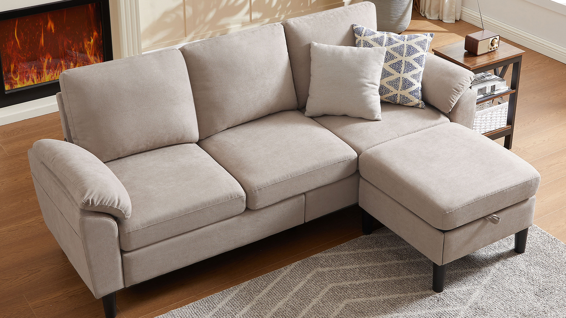 Watch Sectional Sofa with Reversible Storage Chaise YMX-33-55 on