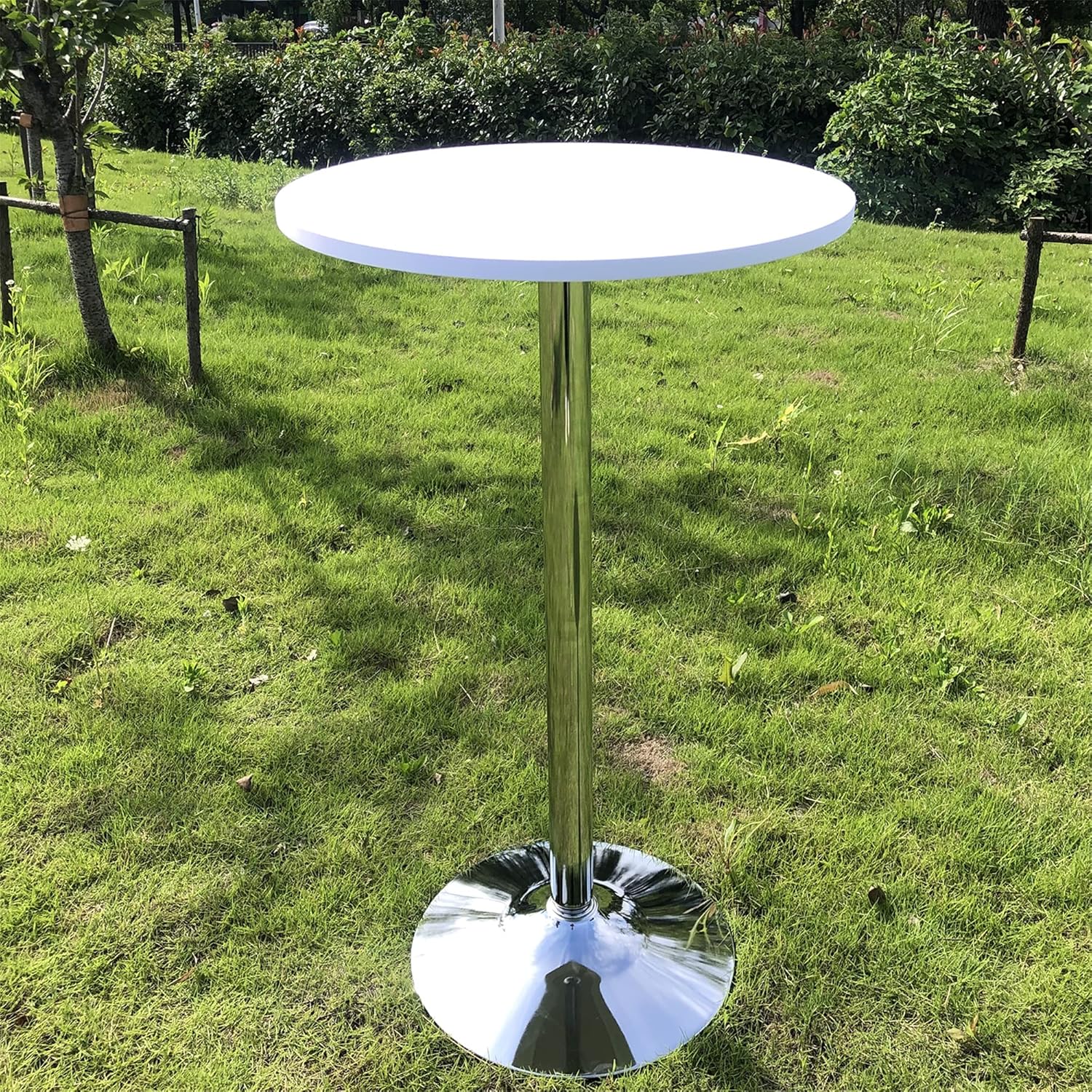 4-Pack Fitted White Round Tablecloth Cocktail Table Topper Spandex Folding Bar Table Cover Elastic Stretch Tablecloths 24 Inch, (Pack of 4) Round-24 in