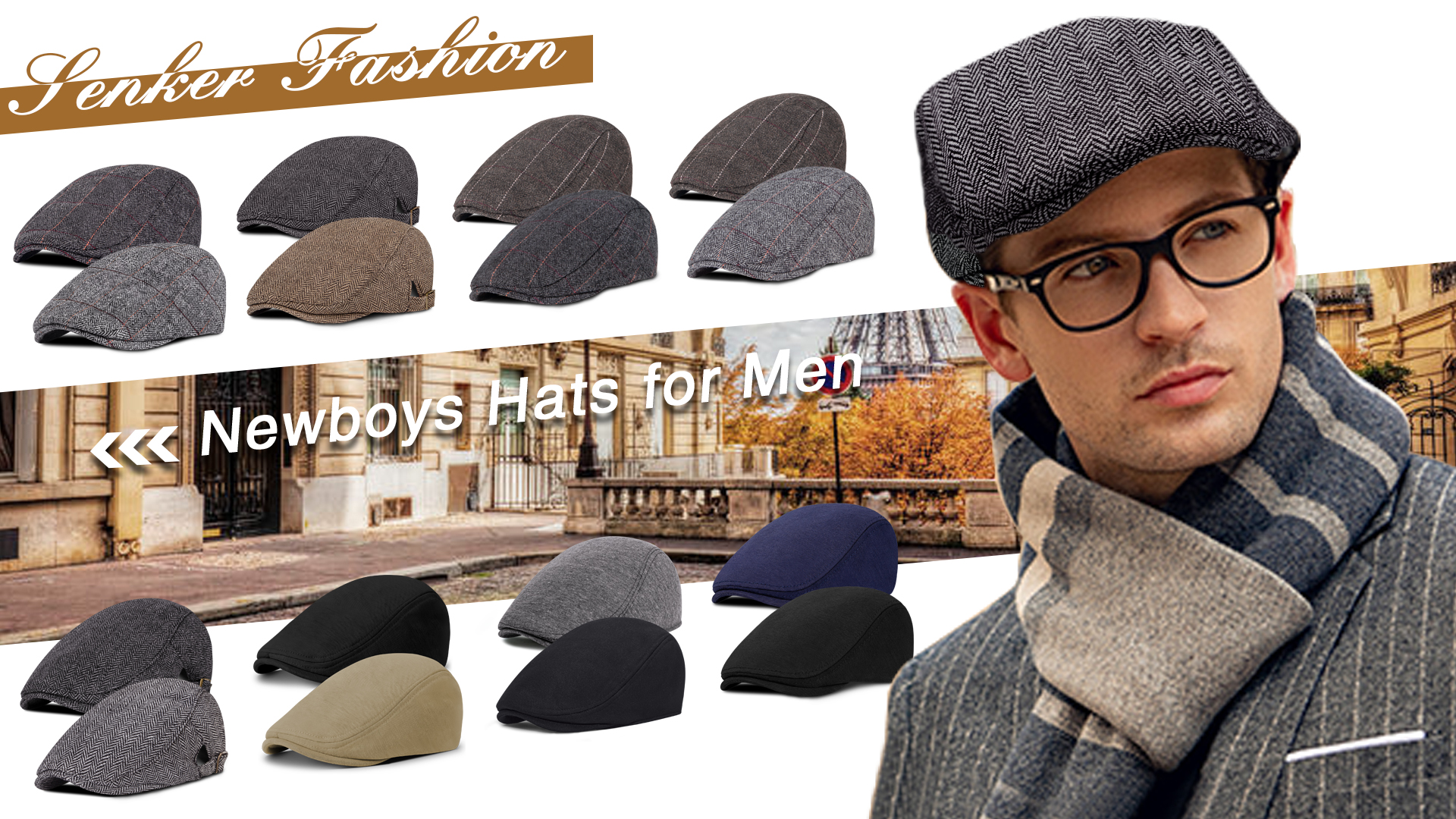 Senker Fashion 2 Pack Newsboy Cap for Men Adjustable