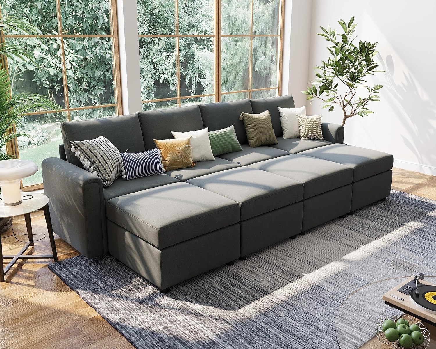 LINSY HOME Sectional Sleeper Sofa, Convertible Sofa Bed