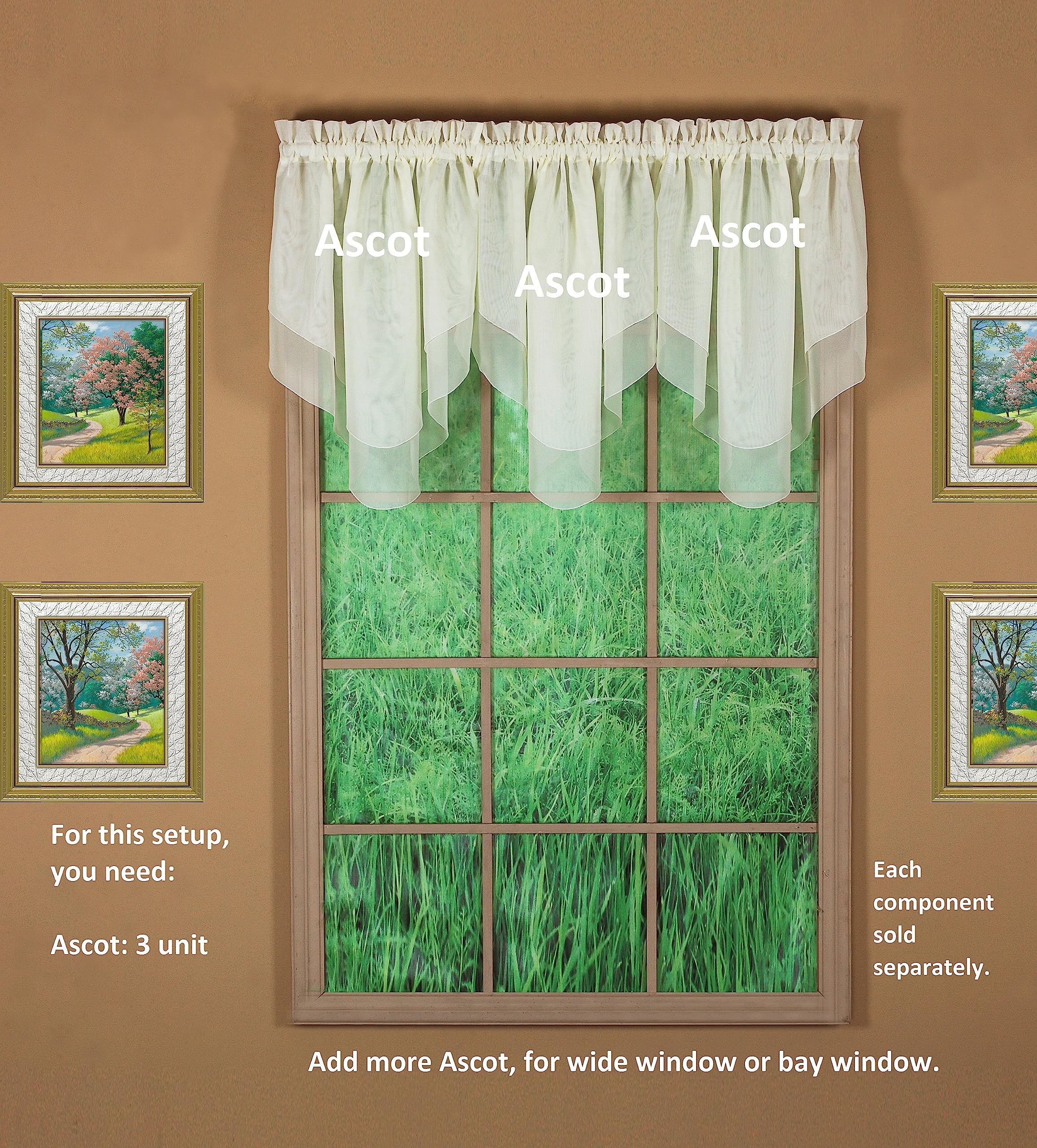Today's Curtain Emelia Original Voile Ascot 25", Ecru, 40" W x 25" L, W 40" x L 25" (1 Panels) - Image 4