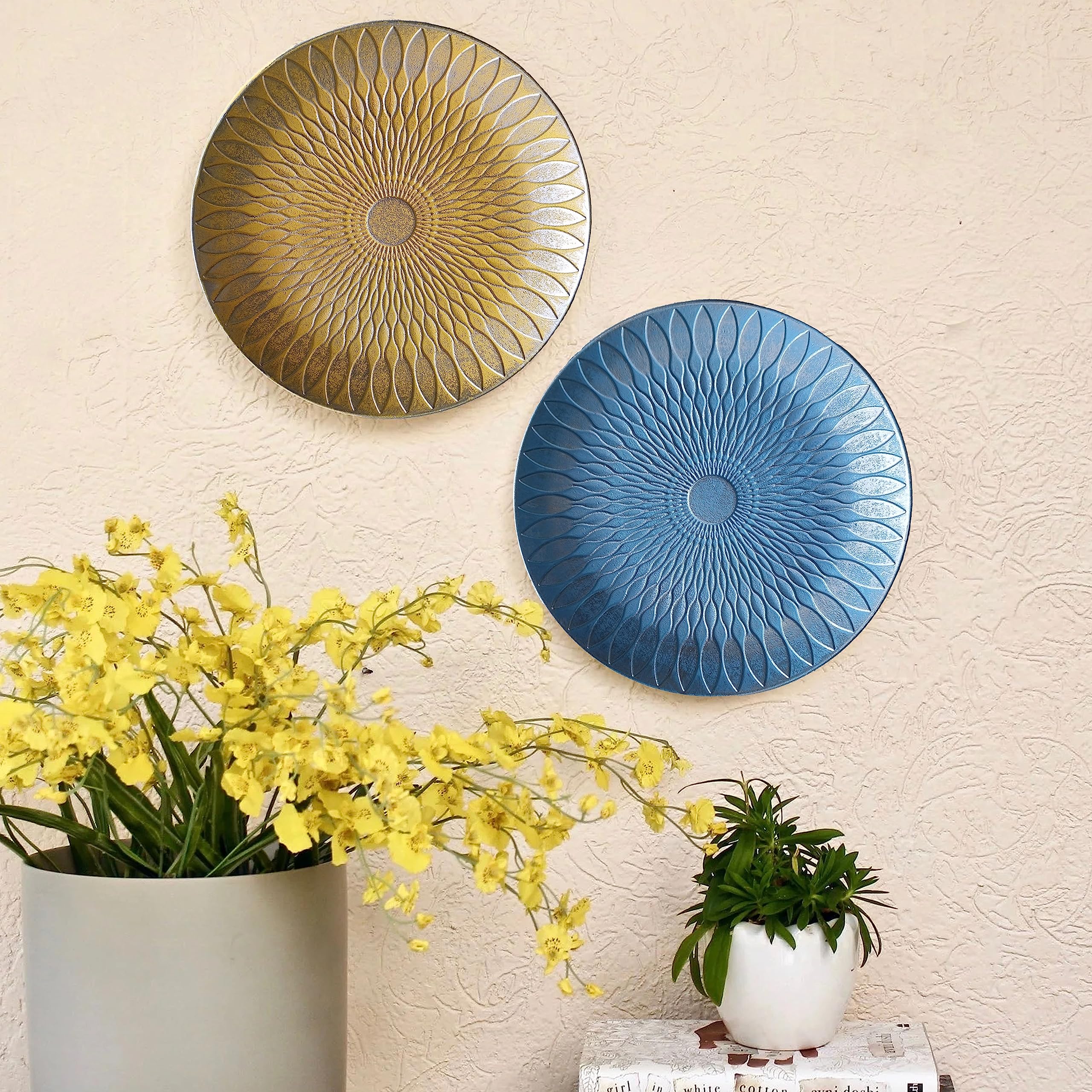 Art Street Decorative Wall Plates - Blue & Yellow -11
