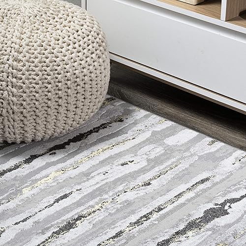 Miniatura 12 de JONATHAN Y SOR204A-8 Batten - Alfombra moderna a rayas para interiores, contemporánea, de transición, a rayas sólidas, fácil de limpiar, para Gris