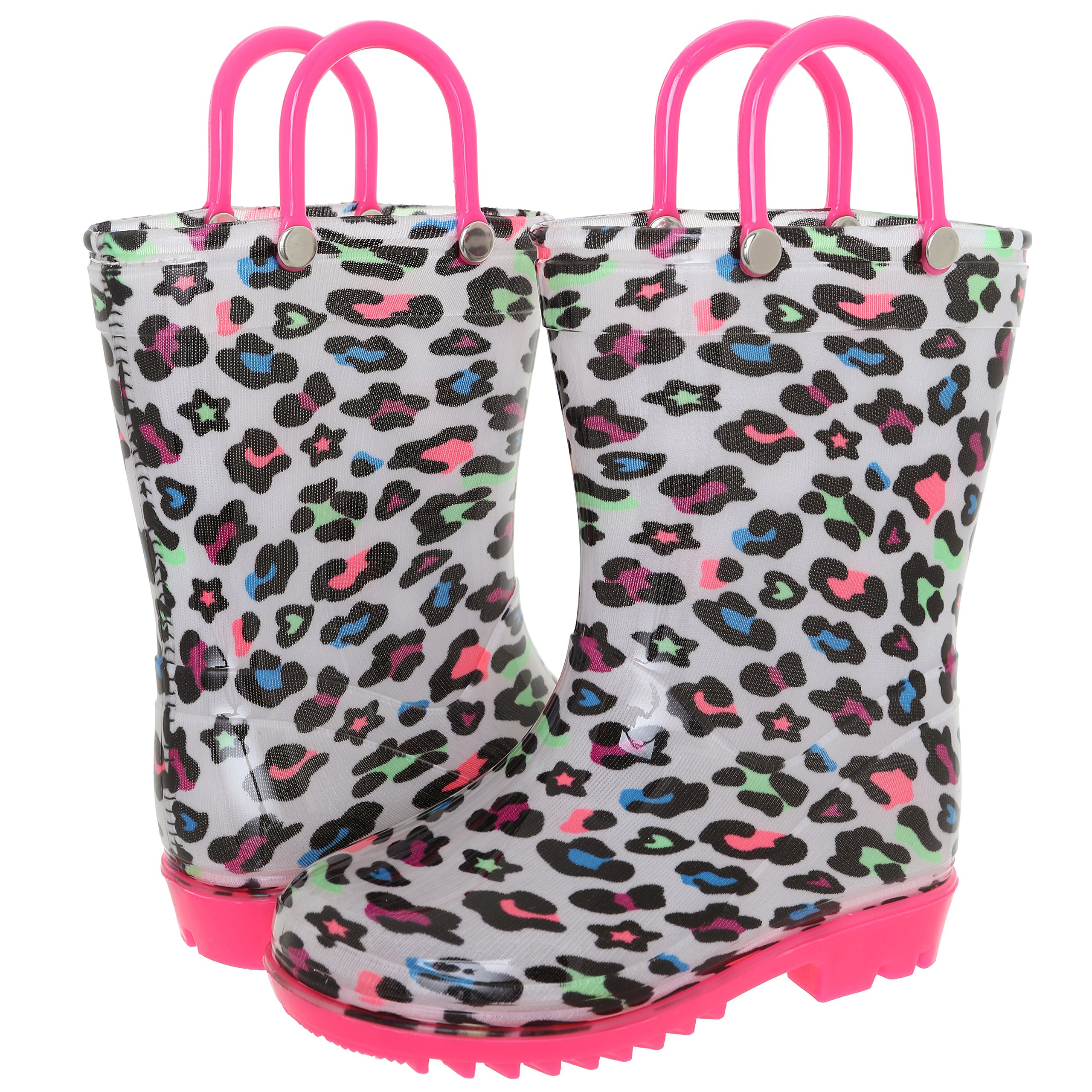 Capelli New York Toddler Girls Hearts and Stars Printed Rain Boot White Combo 4/5