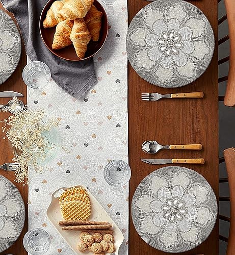 Miniatura 3 de Manteles individuales redondos de 13 pulgadas con cuentas blancas redondas, manteles individuales para mesa de comedor, manteles individuales con