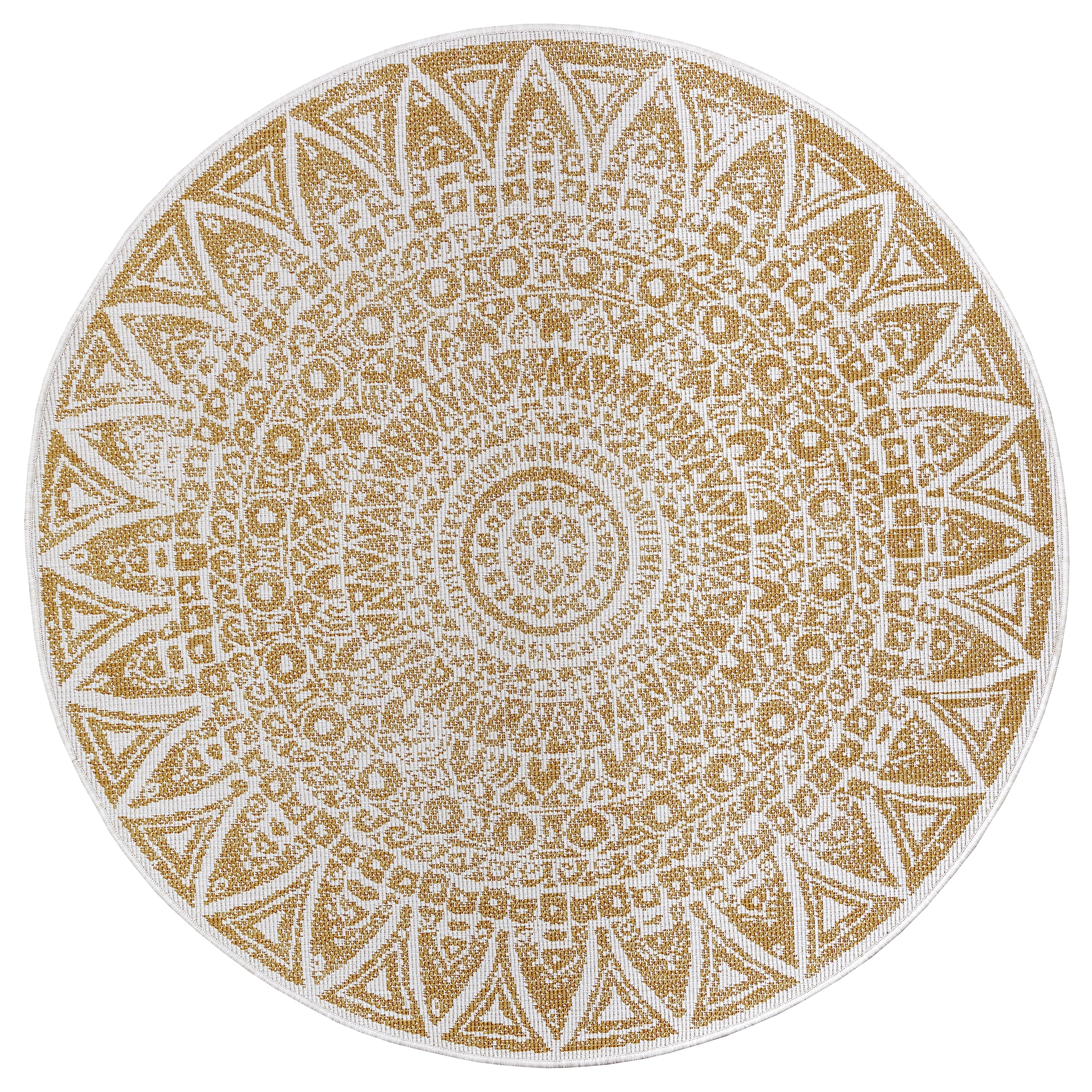 Freundin Home Collection Lilja Indoor and Outdoor Reversible Rug, Round, Flat Weave, Boho Design, Oeko-Tex - Image 4