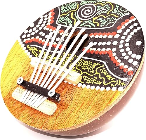 Karimba  Kalimba  Gitarre  Daumenklavier  Sanza Coco  Musikinstrument  bemalt  Fingerklavier  Kalimba  aus Kokosnuss  handgefertigt