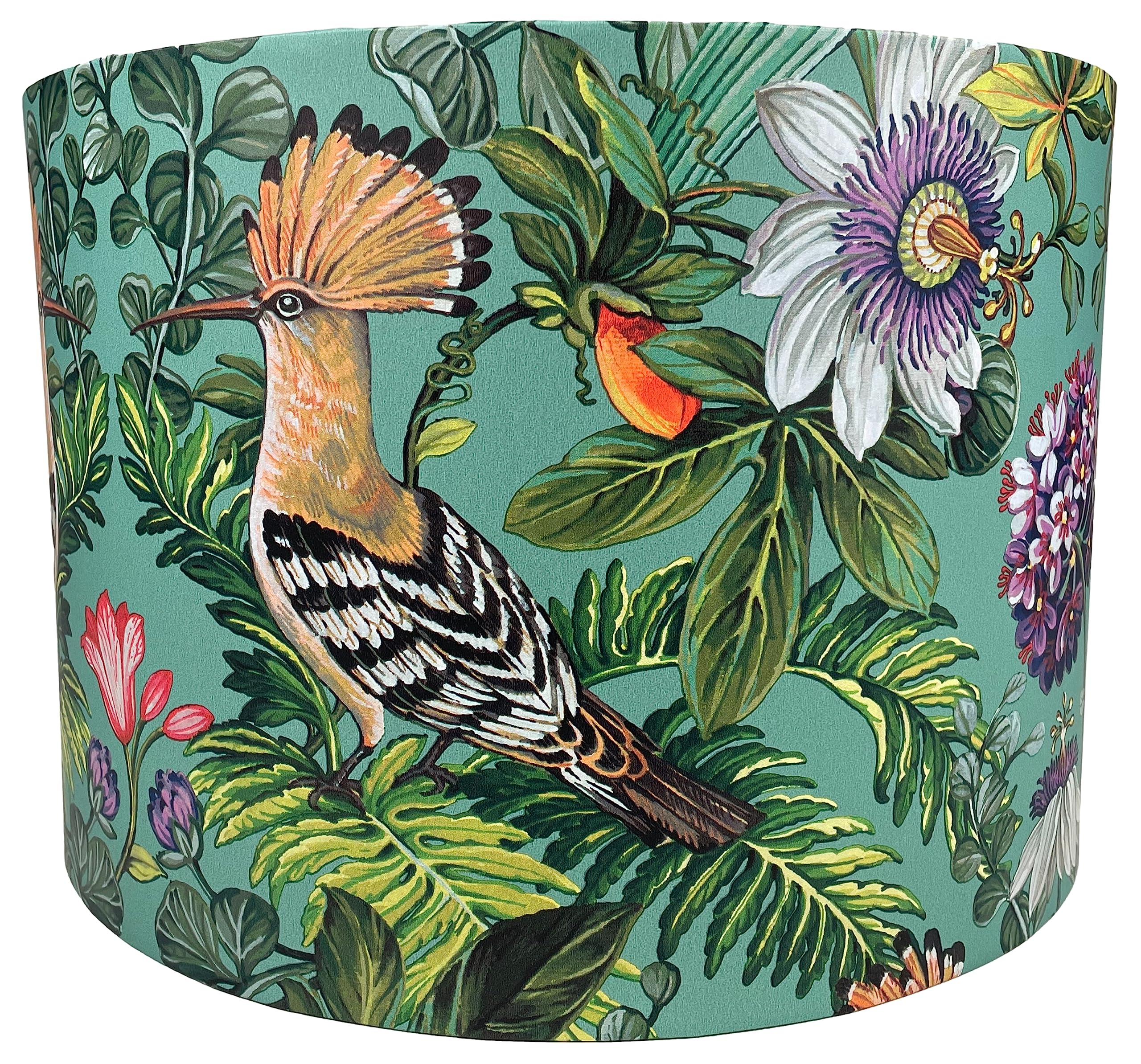 Lampshade Kings Teal Tropical Bird Lampshade For Ceiling & Table Lamps - Floral Botanical Jungle Flower Theme Design, Bedroom Home Decor Accessories