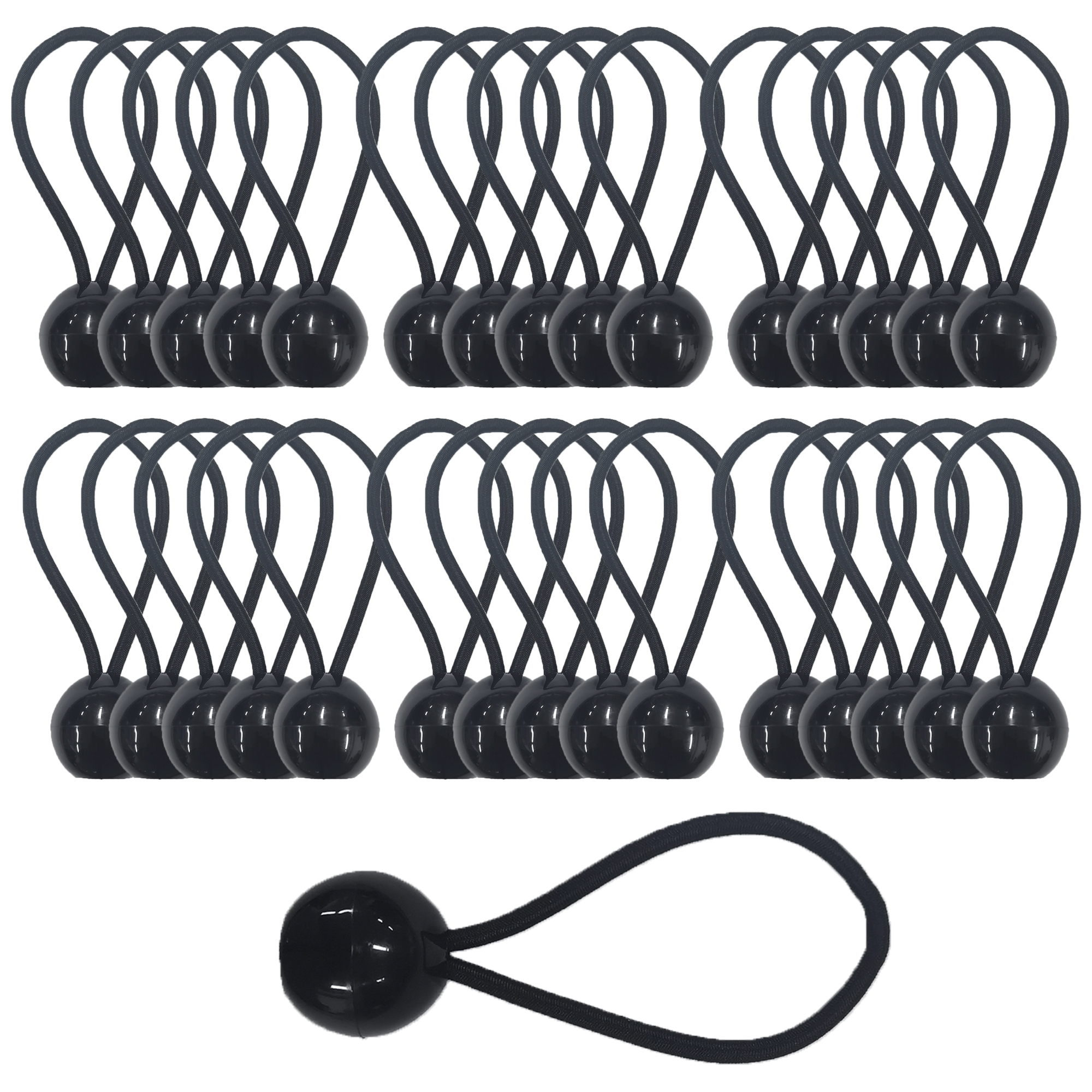 Lot De 50 Tendeurs Élastiques Avec Balle - Sandow, Longueur 15cm, Pour Fixer Bâches, Tentes, Bannières, Auvents