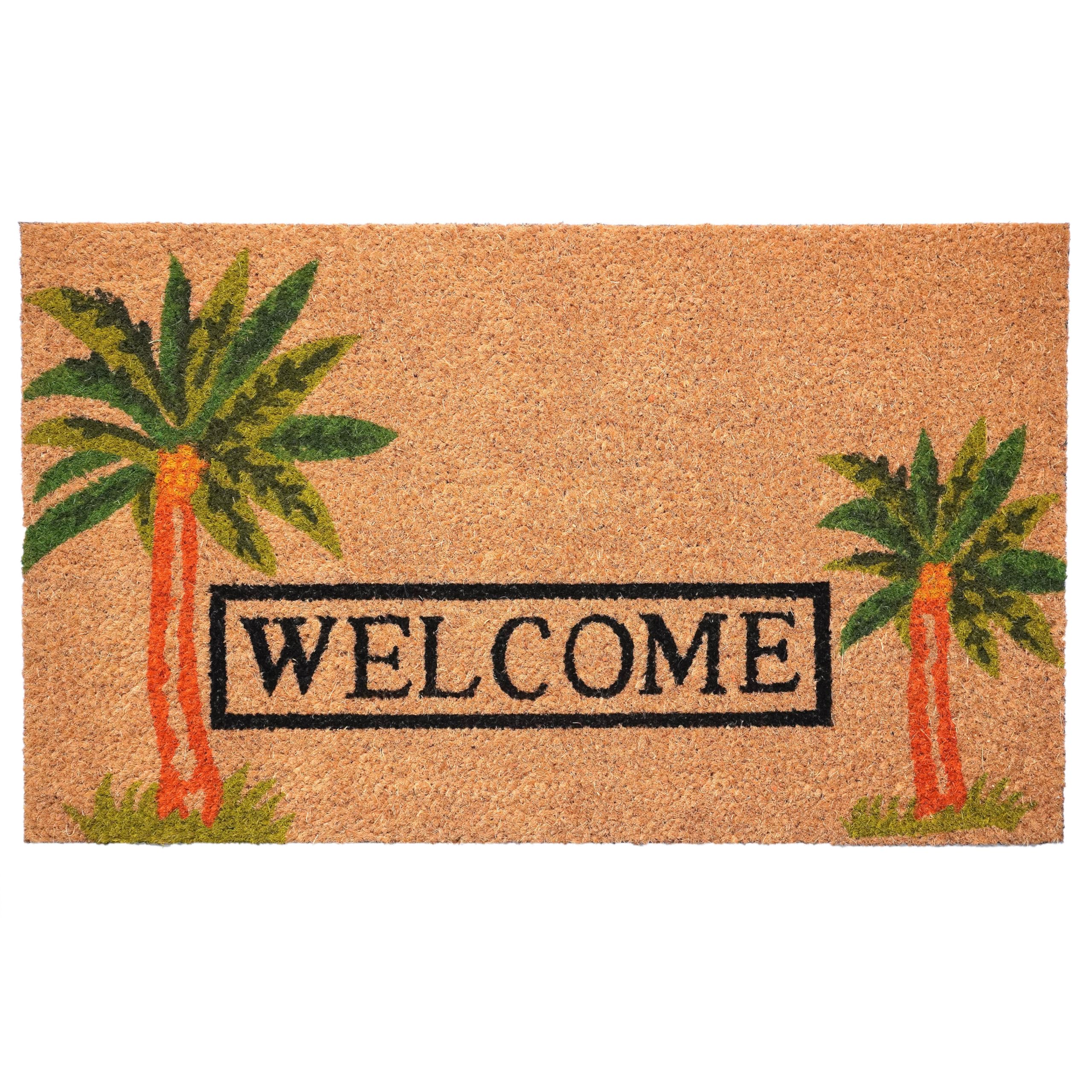 120521729 Palm Welcome 17"x29" Coir with Vinyl Backing Doormat
