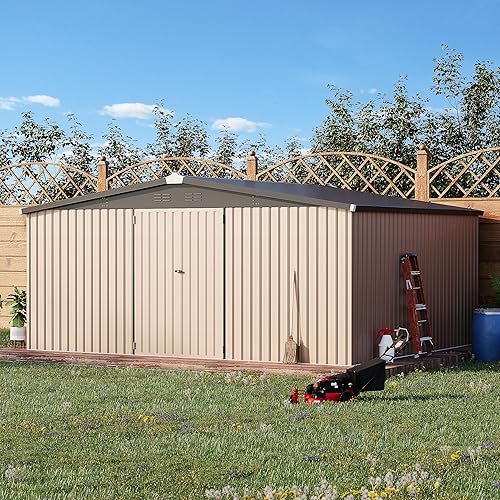 Vista 44 de AECOJOY Cobertizo de almacenamiento de metal de 8 x 6 pies para exteriores, cobertizos de acero de 6 x 8 pulgadas y almacenamiento al aire libre