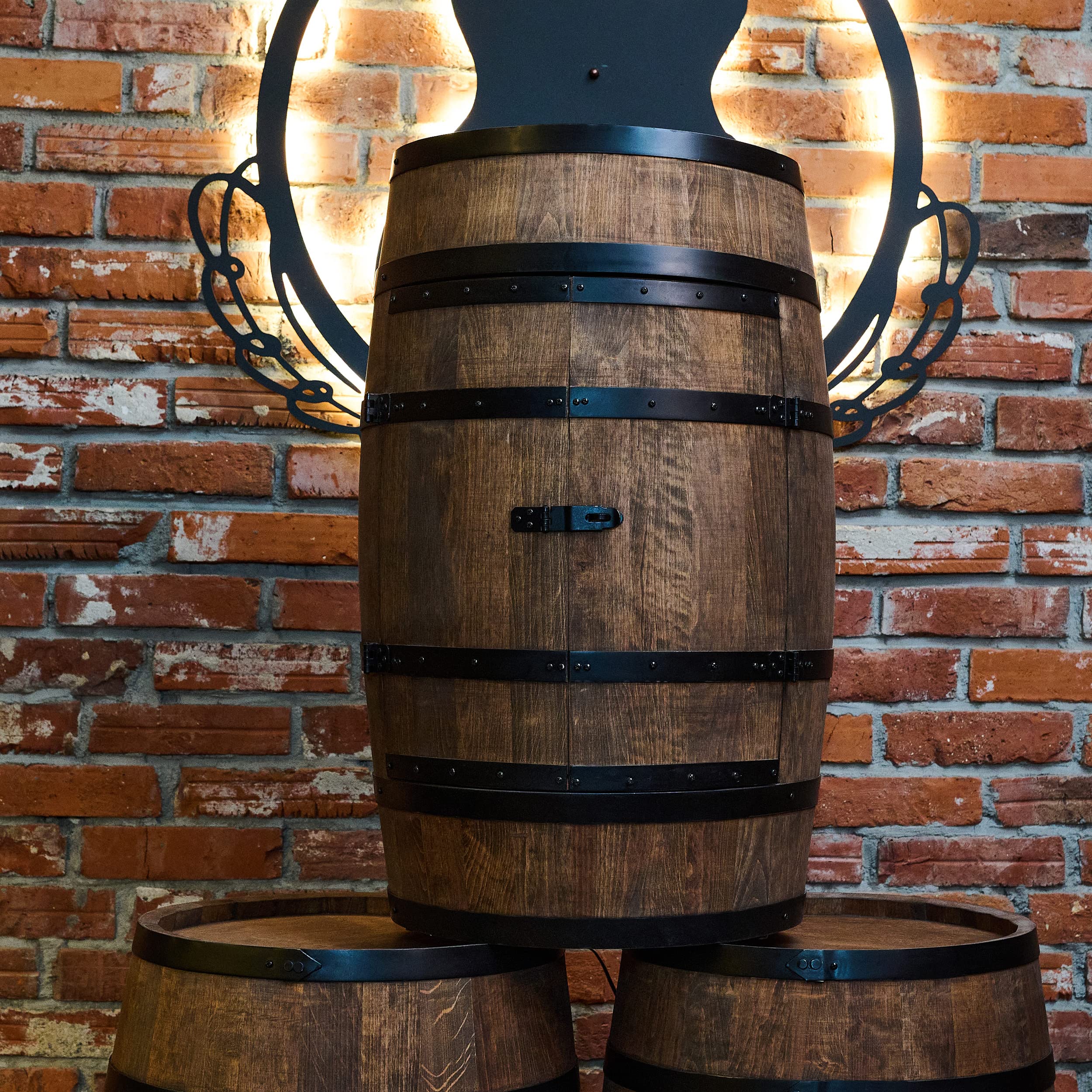 Creative Cooper Barril de Vino de Pie Con Puerta, Armario Para Alcohol, Estantería de Madera, Mueble Para Vino, 80 cm de Alto (Wengué)